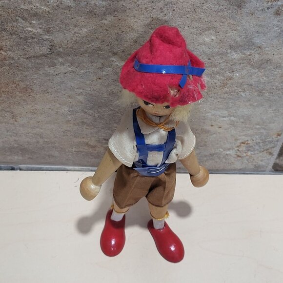 Vintage Wooden Peg Austrian Style Boy Folk Art Doll Figurine - Picture 2 of 11